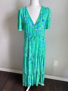 Proud Poppy Bonnie Evergreen Floral Maxi Dress Women's 8 Statement Whimsy